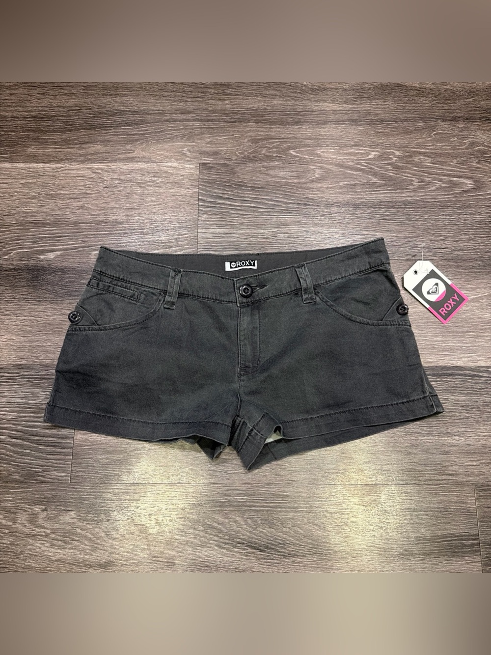 Roxy Short Shorts Beach Y2K Pockets Logo Gray Women’s 9 NWT
